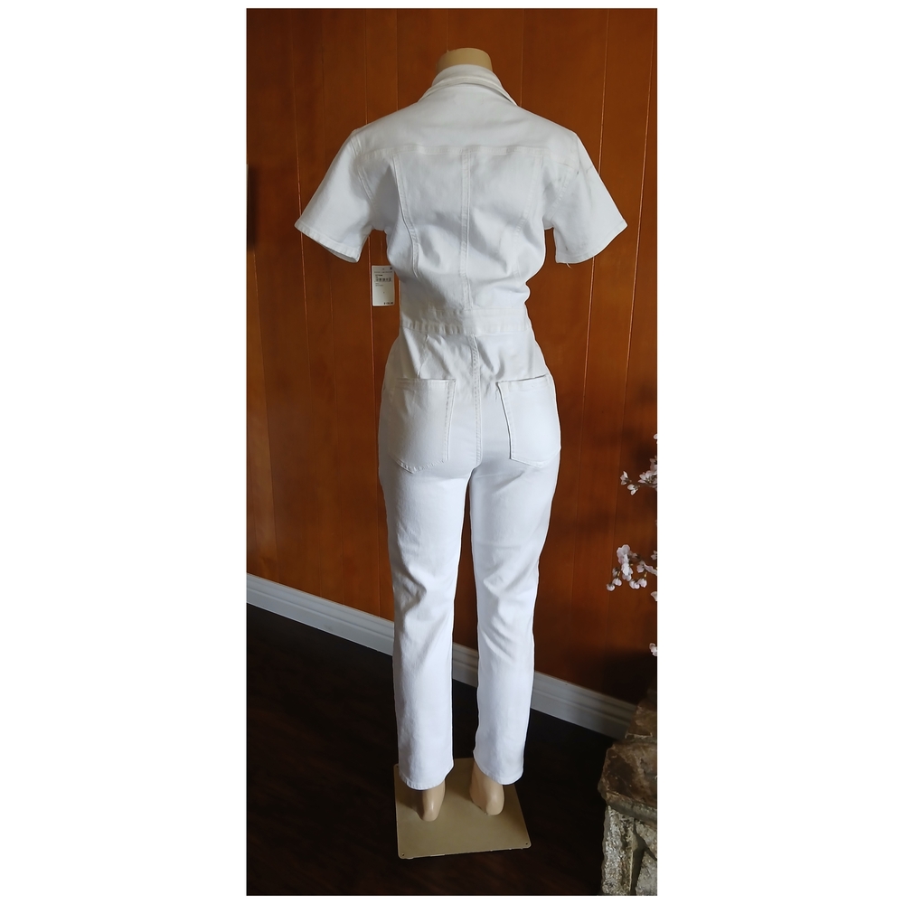Good American White Short-Sleeve Zip-Front Utility Jumpsuit - Picture 5 of 6